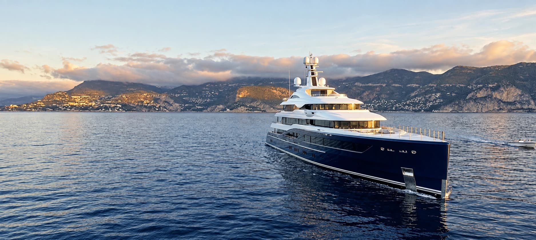 Luxury yacht cruising at sea